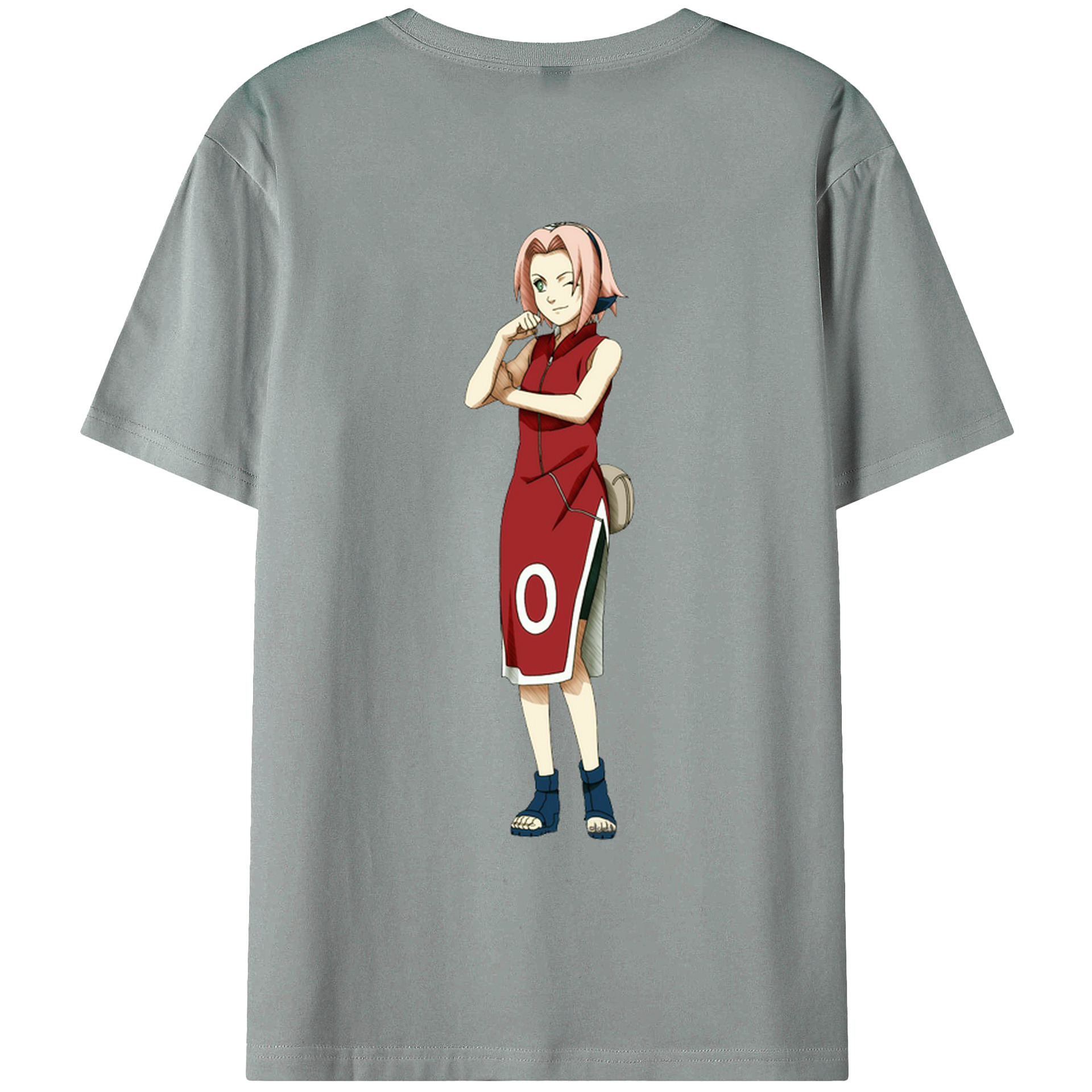 （画像用） NARUTO -ナルト- 春野サクラ Haruno Sakura 綿100％ メンズ半袖Tシャツ（バックプリント） 通気性